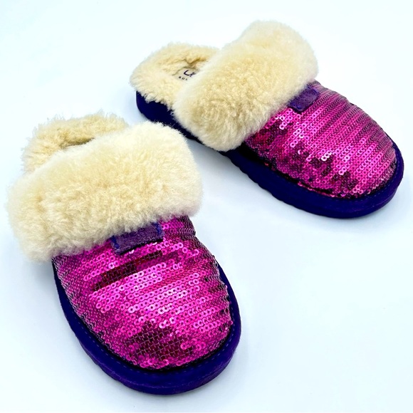 UGG Other - UGG Dazzle Girls Slipper Shoes Size US 1 Wool Pink Purple Glitter Sequins